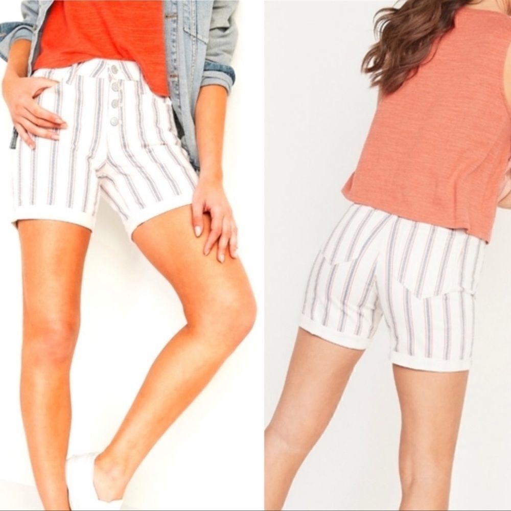 Old Navy Mid Rise Button-Fly Multi-Stripe Jean Shorts Size 6
